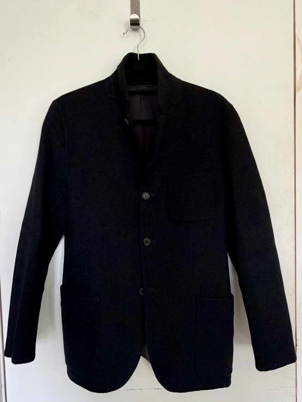 Jil Sander Black Single-Breasted Patch-Pocket Blazer Wool/Cashmere